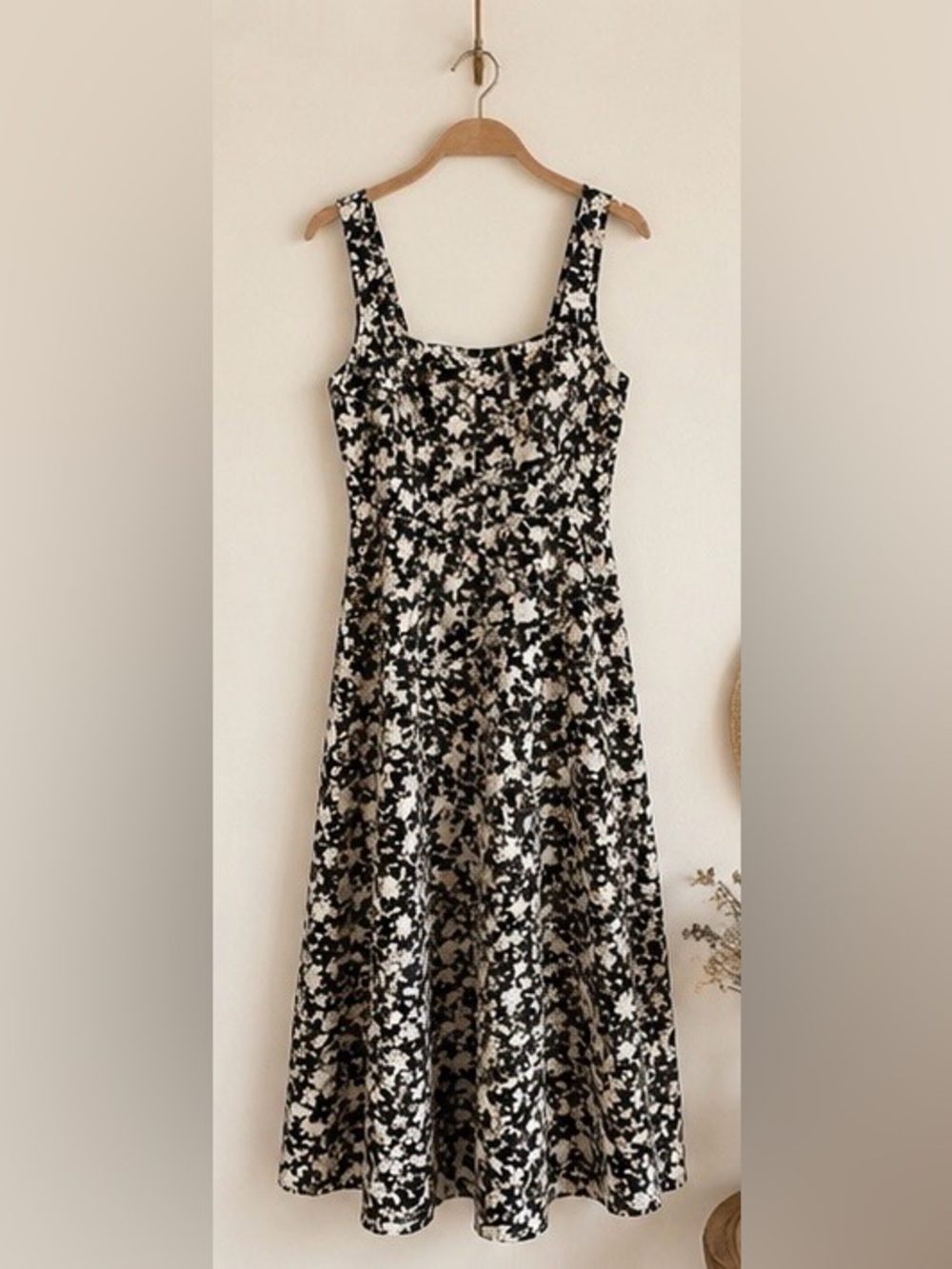 Club Monaco Floral Square Neck Midi Dress | Size 4
